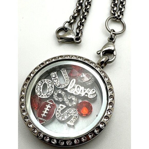 OSU Locket Necklace Rhinestone Accents & Chain University Football Team Spirit - Picture 4 of 10